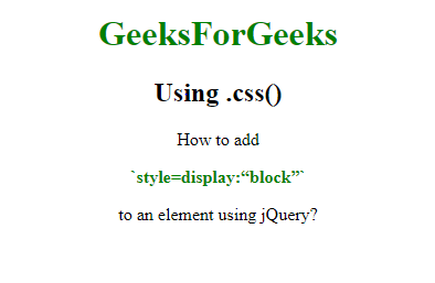 如何用jQuery为一个元素添加style=display:block