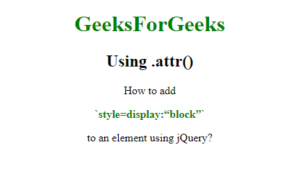 如何用jQuery为一个元素添加style=display:block