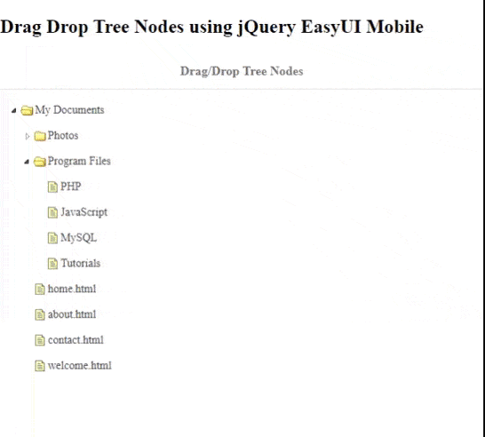 如何使用jQuery EasyUI Mobile为文件设计树状结构？