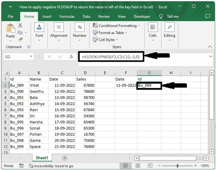 如何应用负数VLOOKUP来返回Excel中关键字段左边的值? 如何应用负数VLOOKUP来返回Excel中关键字段左边的值?