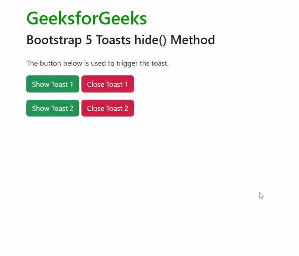 Bootstrap 5 Toasts hide()方法