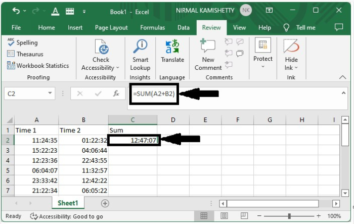 如何在Excel中加减时间以获得小时/分钟/秒？