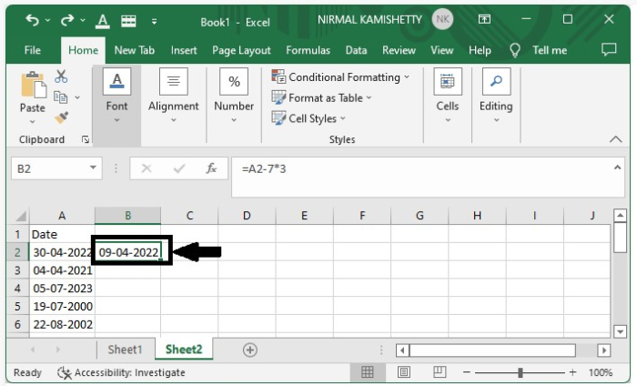 如何在Excel中对一个日期进行加减周数？