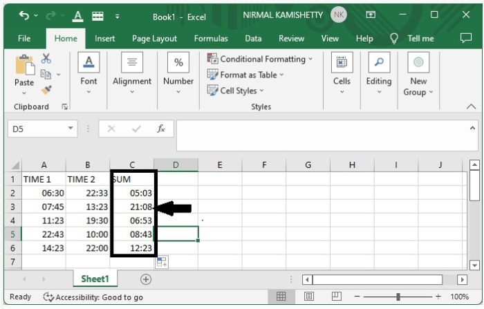 如何在Excel中对超过24小时的时间进行加法或求和？