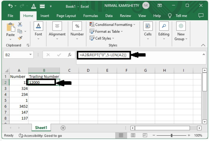 如何在Excel中为一列数字添加尾部零点？