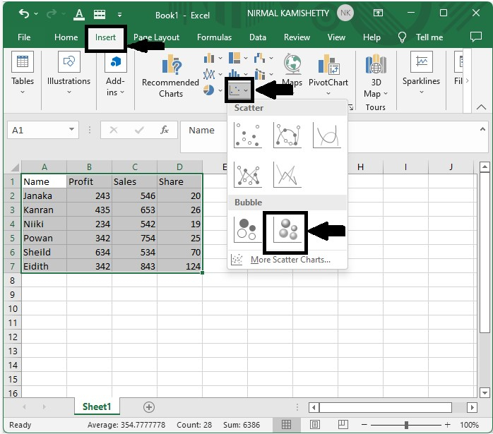 如何在Excel中调整气泡图的气泡大小？