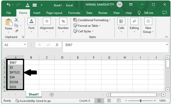 如何在Excel中把美元符号向左对齐？