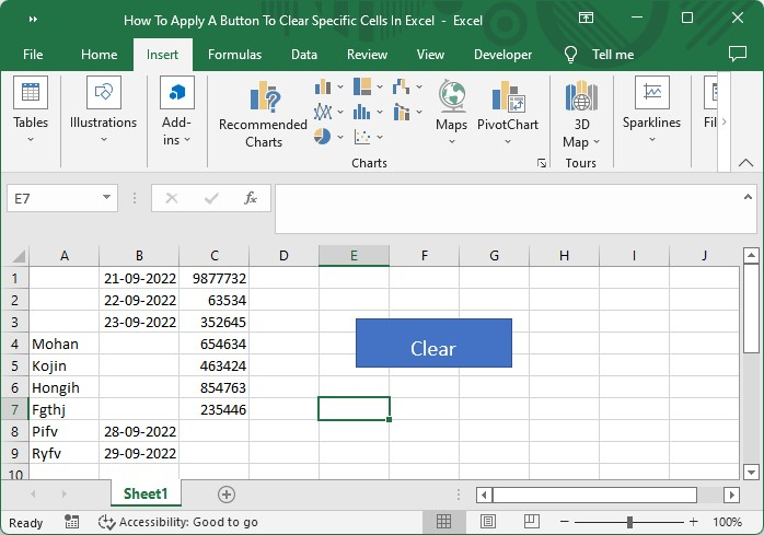 如何应用按钮来清除Excel中的特定单元格？