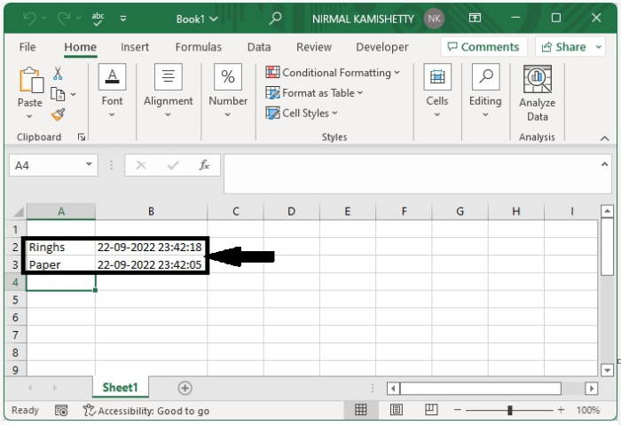 在Excel中，当数据输入到某一列时，如何自动输入日期？