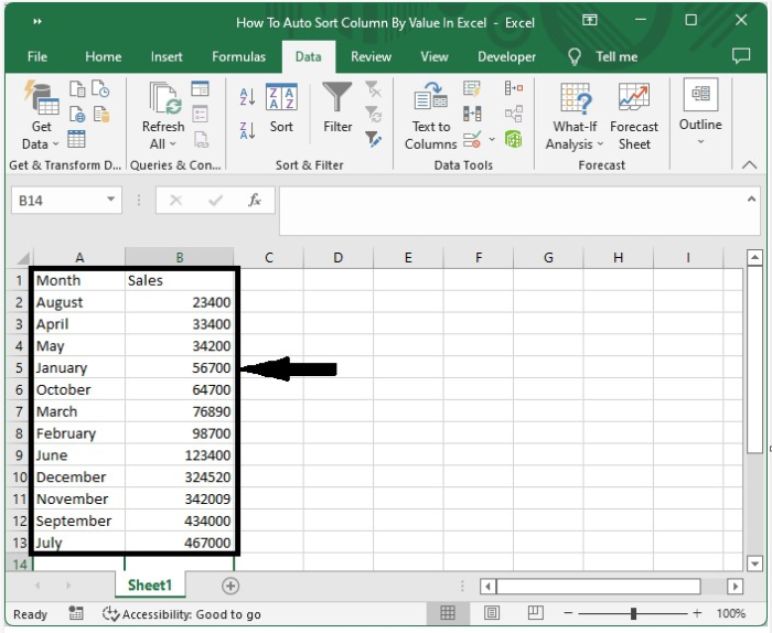 如何在Excel中按数值自动排序列？