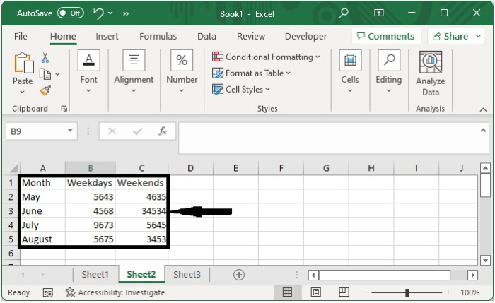 如何在Excel中自动求和多个行/列/工作表？