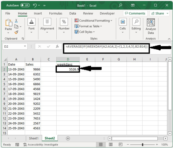 如何在Excel中根据每周的天数进行平均？