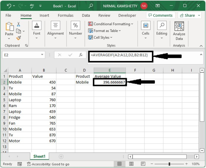 如何在Excel中根据多个标准对单元格进行平均？