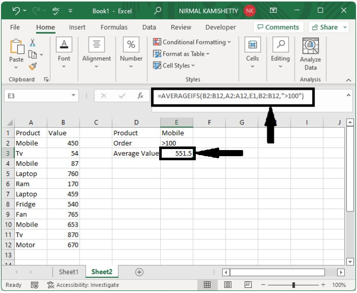 如何在Excel中根据多个标准对单元格进行平均？
