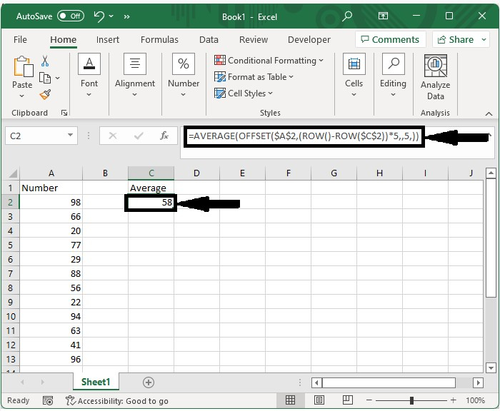 如何在Excel中对每5行或列进行平均？