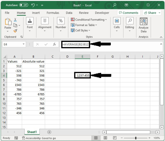 如何在Excel中对绝对值进行平均？
