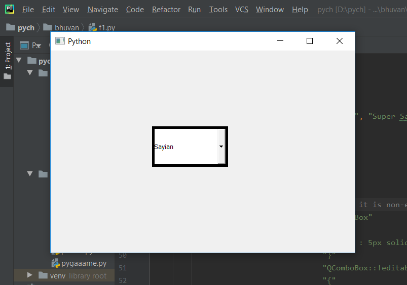 PyQt5组合框 - 当它处于关闭状态时不同的边框颜色