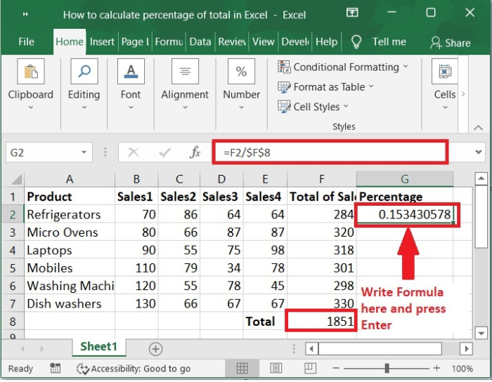 如何在Excel中计算总数的百分比？