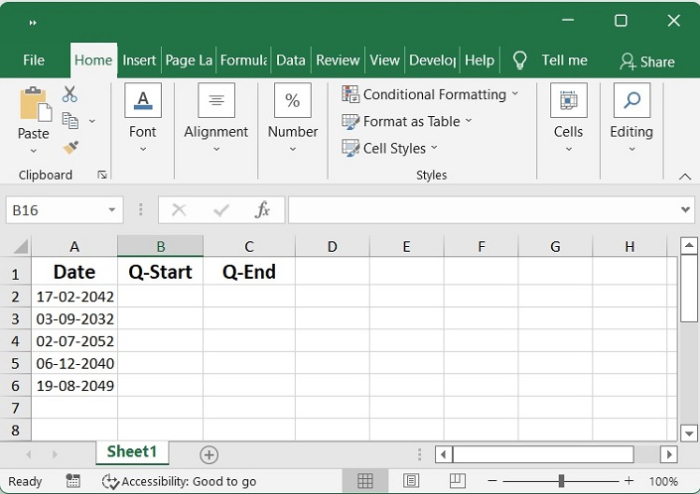 如何在Excel中根据给定的日期计算季度开始日期或结束日期？