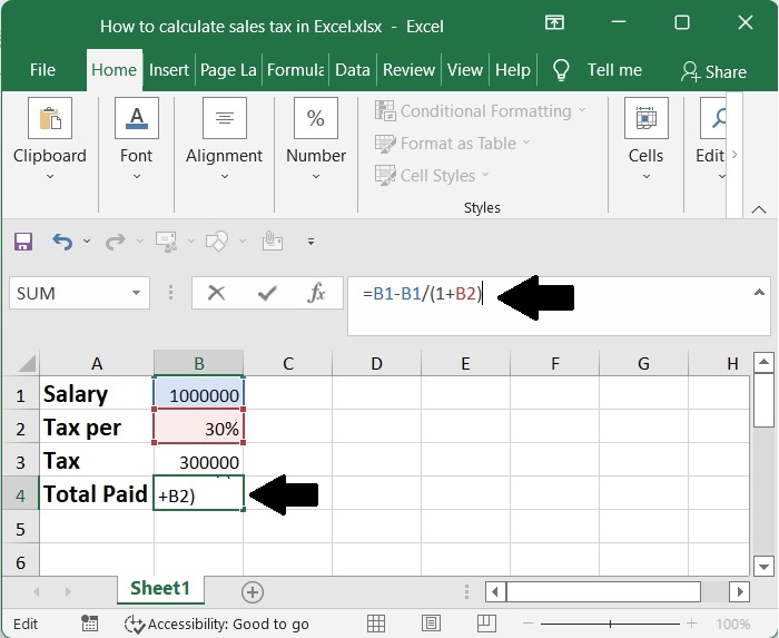 如何在Excel中计算销售税？