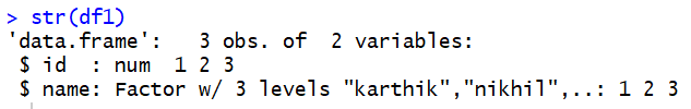 如何在R语言中获得一个给定的DataFrame的结构？
