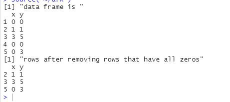 如何删除R数据框架中包含所有零的行？
