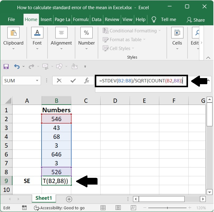 如何在Excel中计算平均值的标准误差？