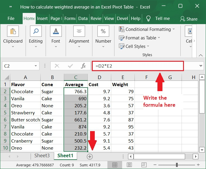 如何在Excel数据透视表中计算加权平均数？