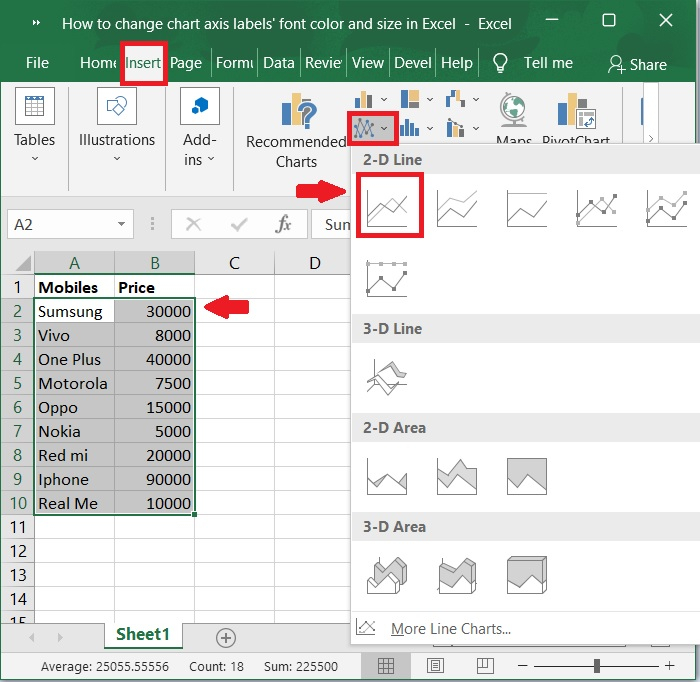 如何在Excel中改变图表轴标签的字体颜色和大小？