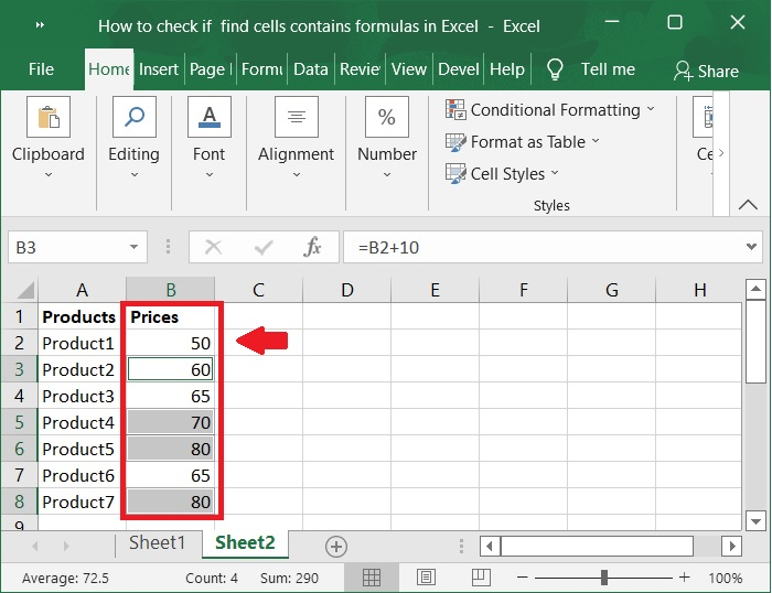 如何在Excel中检查或发现单元格是否包含公式