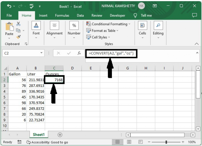 如何在Excel中把加仑转换为升或盎司或反之亦然 如何在Excel中把加仑转换为升或盎司或反之亦然