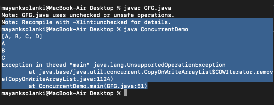 Java中的CopyOnWriteArraySet