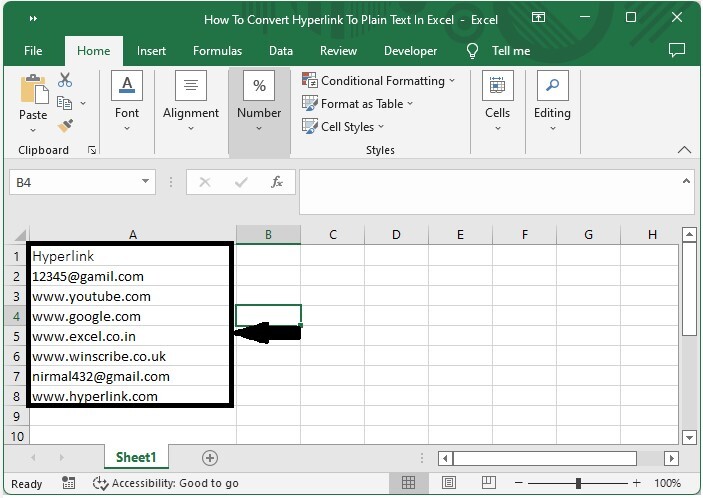 How To Convert Hyperlink To Plain Text In Excel