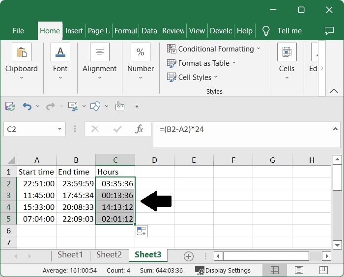 如何在Excel中把两个时间差转换为数字小时/分钟/秒