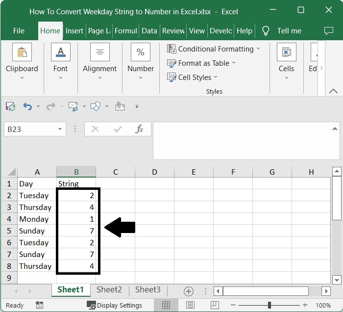 如何将Excel中的工作日字符串转换为数字？