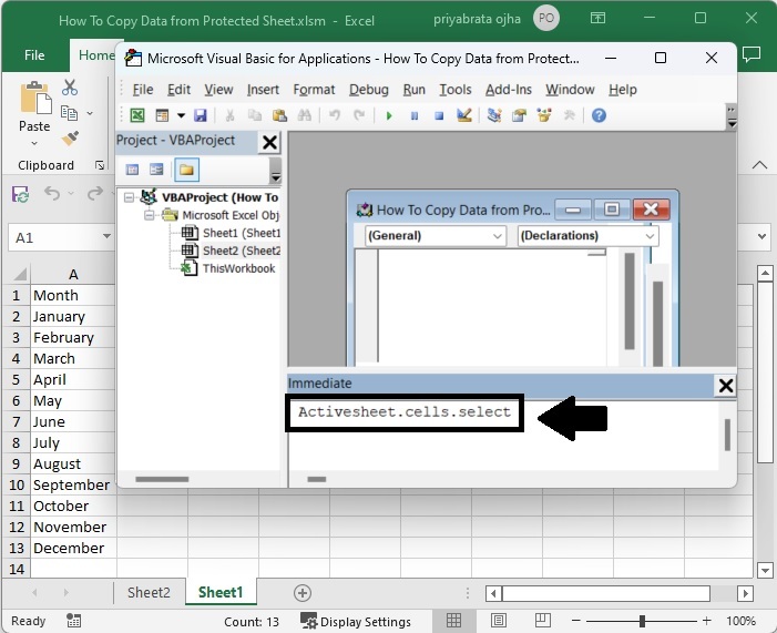 如何从Excel中受保护的工作表中复制数据？