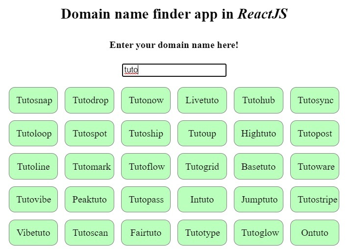 如何在ReactJs中创建一个域名搜索器应用程序？