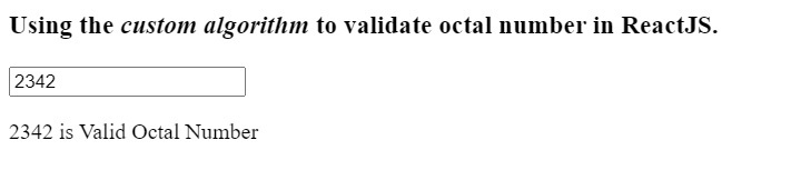 如何在ReactJS中验证八进制数字？