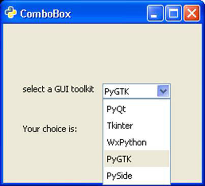 PyGTK - ComboBox类