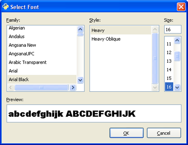 PyGTK - 字体选择对话框