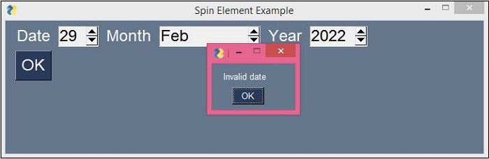 PySimpleGUI - Spin元素