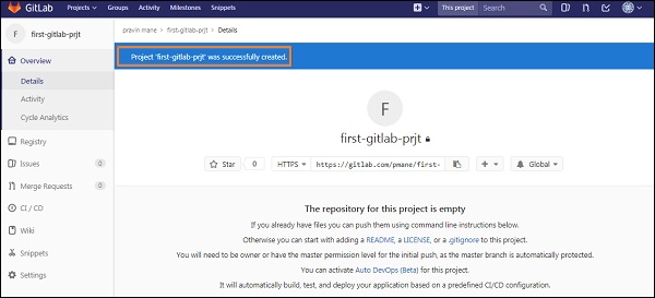 GitLab - 创建项目