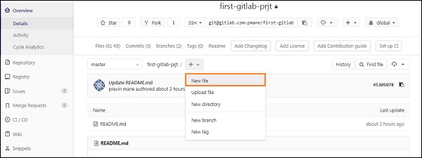GitLab - 创建一个分支
