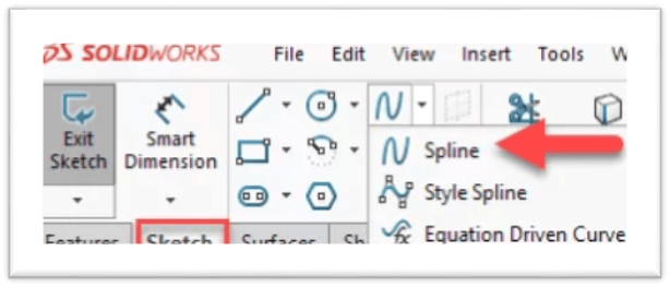SolidWorks中的样条曲线命令