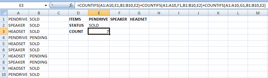 Excel 计数函数COUNTIF和COUNTIFS