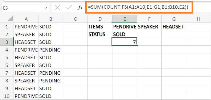 Excel 计数函数COUNTIF和COUNTIFS
