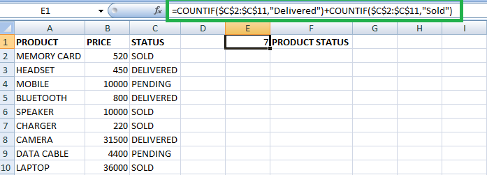 Excel 计数函数COUNTIF和COUNTIFS