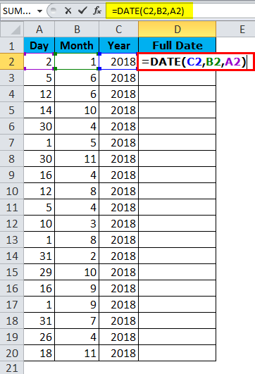 Excel 使用日期函数