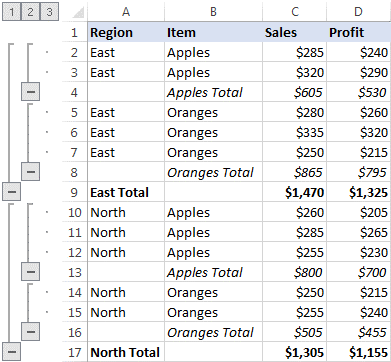 Excel 如何分组行以折叠和展开它们