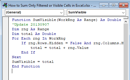 Excel 如何仅对筛选的单元格求和